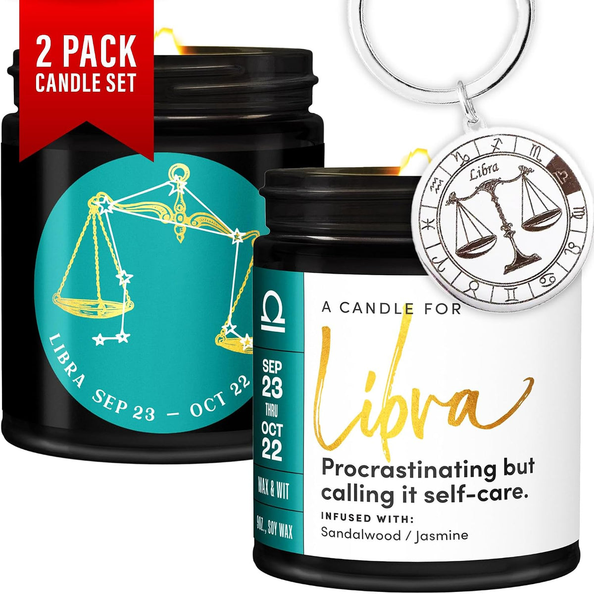 WAX & WIT Libra Gifts for Women, Zodiac Gifts for Women, Astrology Gift, Zodiac Candles, Libra Candle, September October Birthday Gift for Woman, Astrology Candle - 9oz