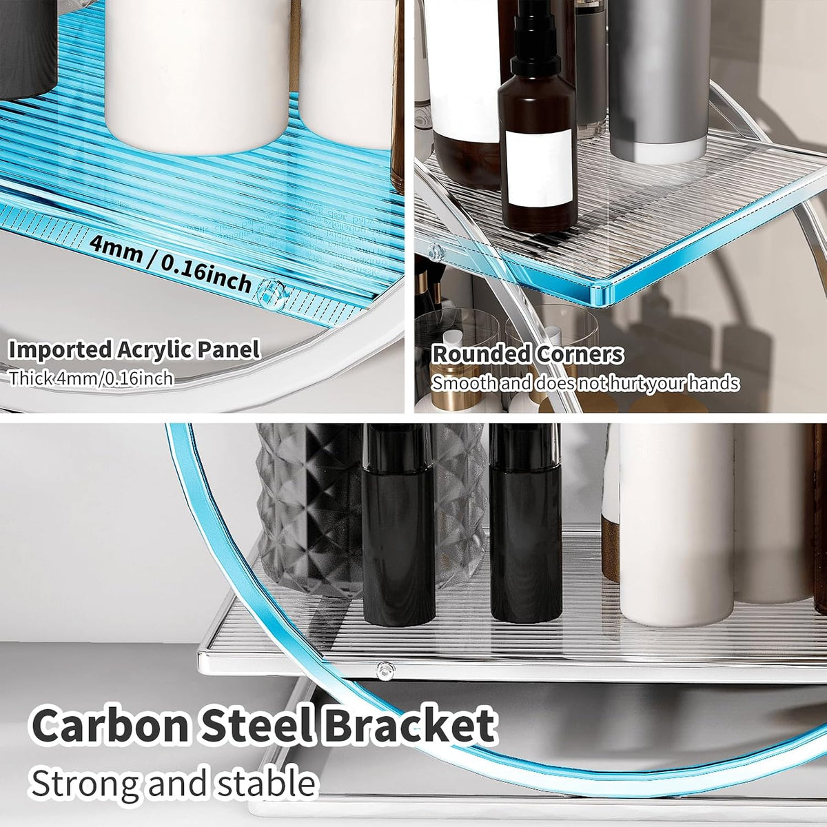 Makeup Perfume Organizer, Sliver 2-Tier Bathroom Counter Organizer