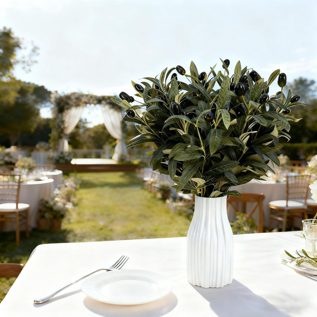 10 PCS 18 Inch Faux Olive Branches for Vases - Realistic Faux Olive Tree Stems with Lifelike Leaves & Fruits, Eucalyptus Stems,Faux Greenery Stems for Centerpieces,Home Decor&Wedding Decor