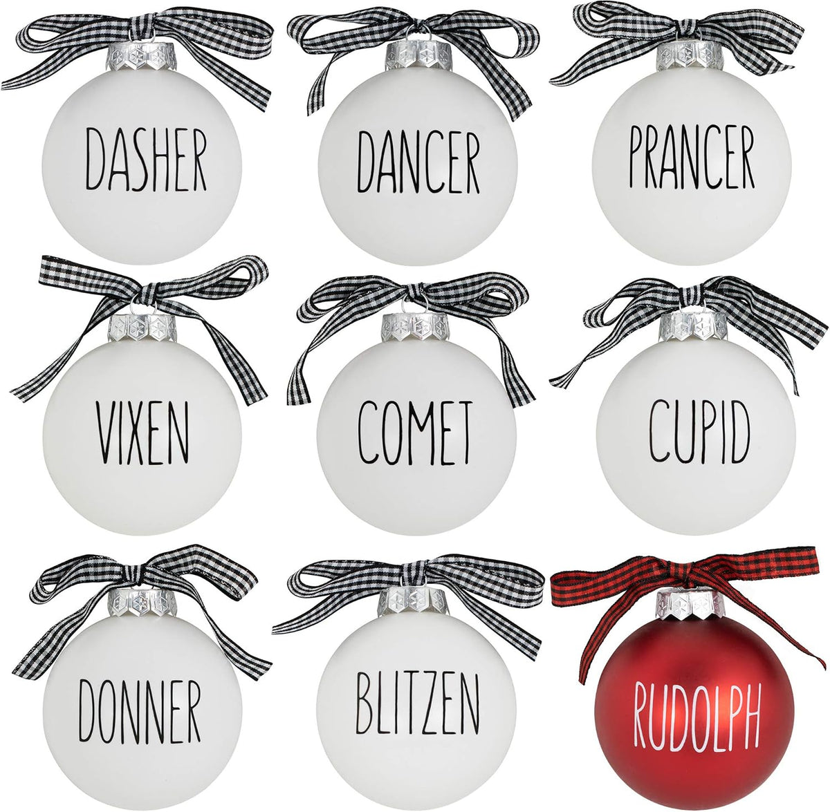 Buffalo Plaid Christmas Tree Ornaments - Set of 9 Shatterproof Bulbs