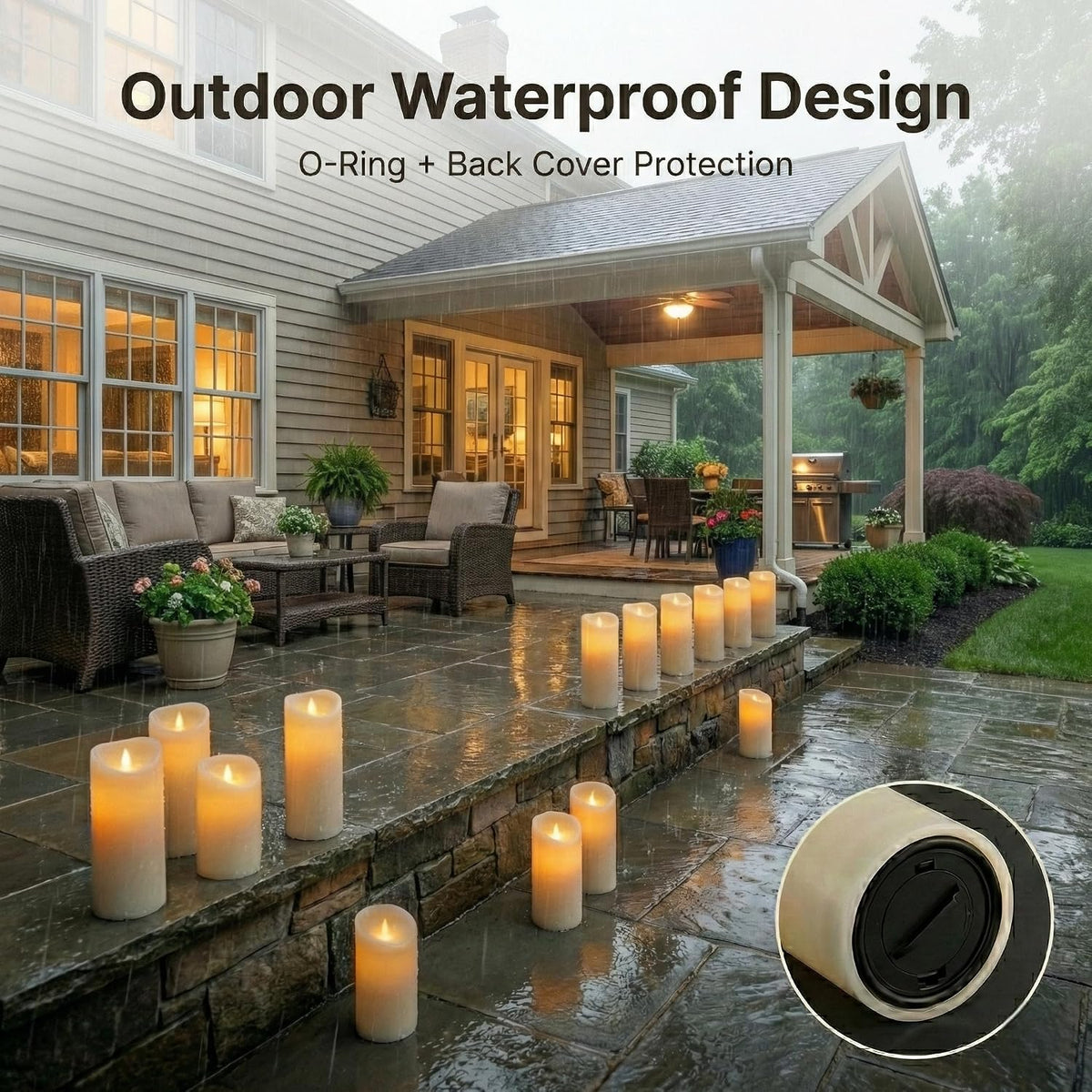 Enido Waterproof Flameless Candles, Set of 12 Battery Operated LED Candles