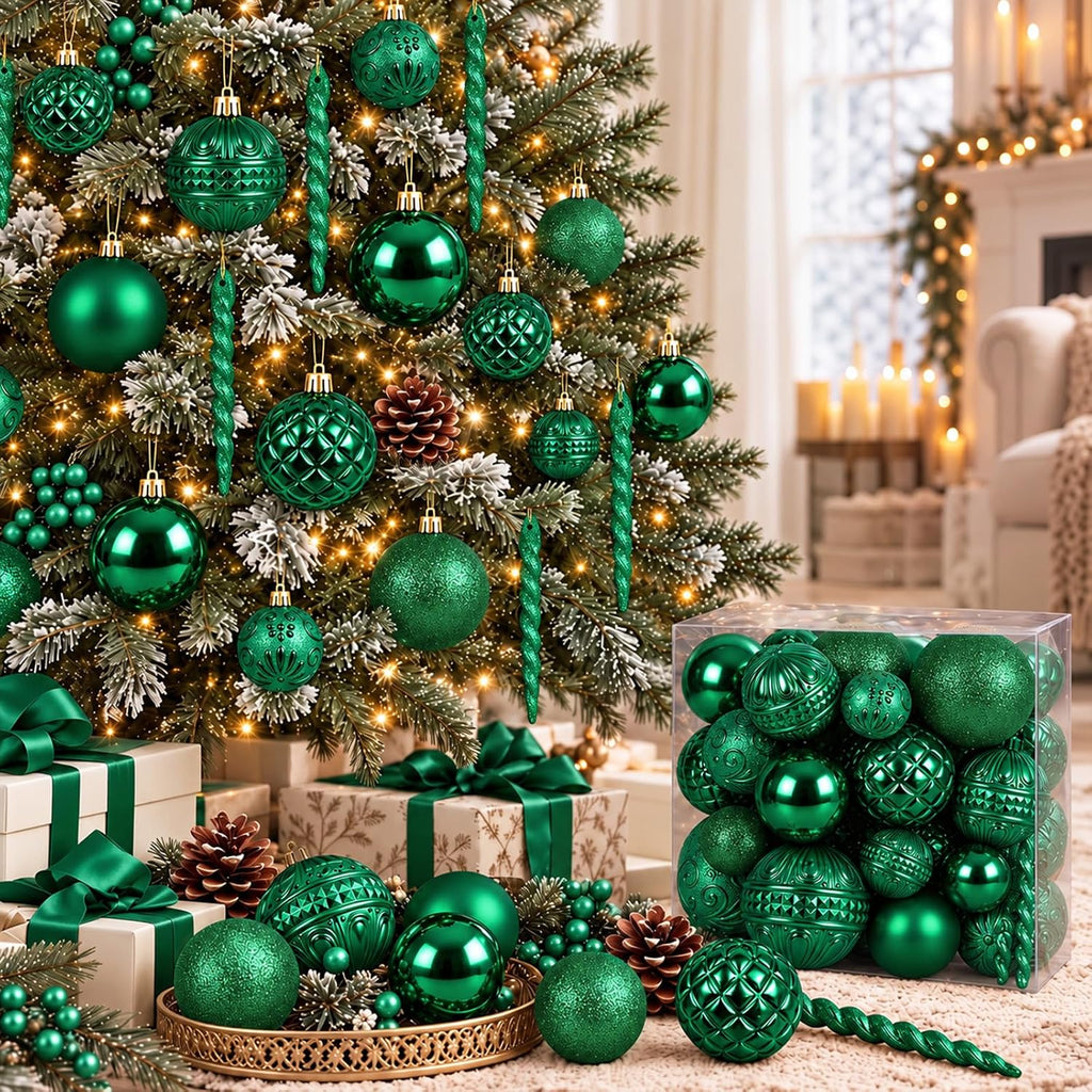 47pcs Green Christmas Ornaments Set Christmas Tree Decorations