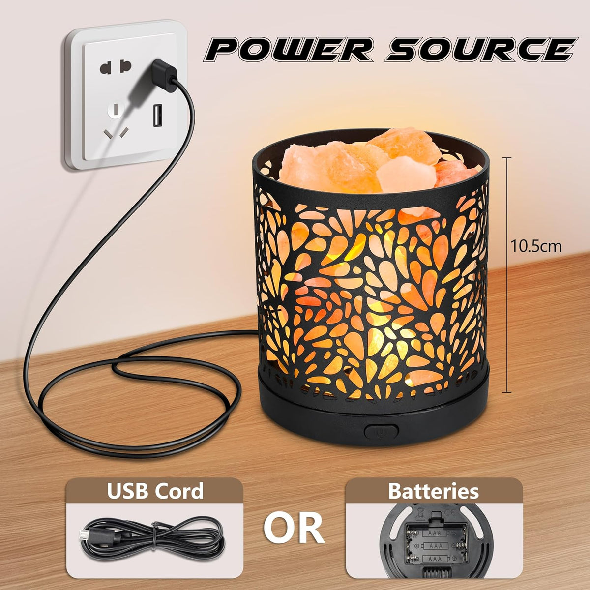 SUNYA Himalayan Salt Lamp - Metal Basket with 5 LED Bulbs, Pink Rock Salt Lamp Night Light with USB Power Cable. Box Package (Etoile)