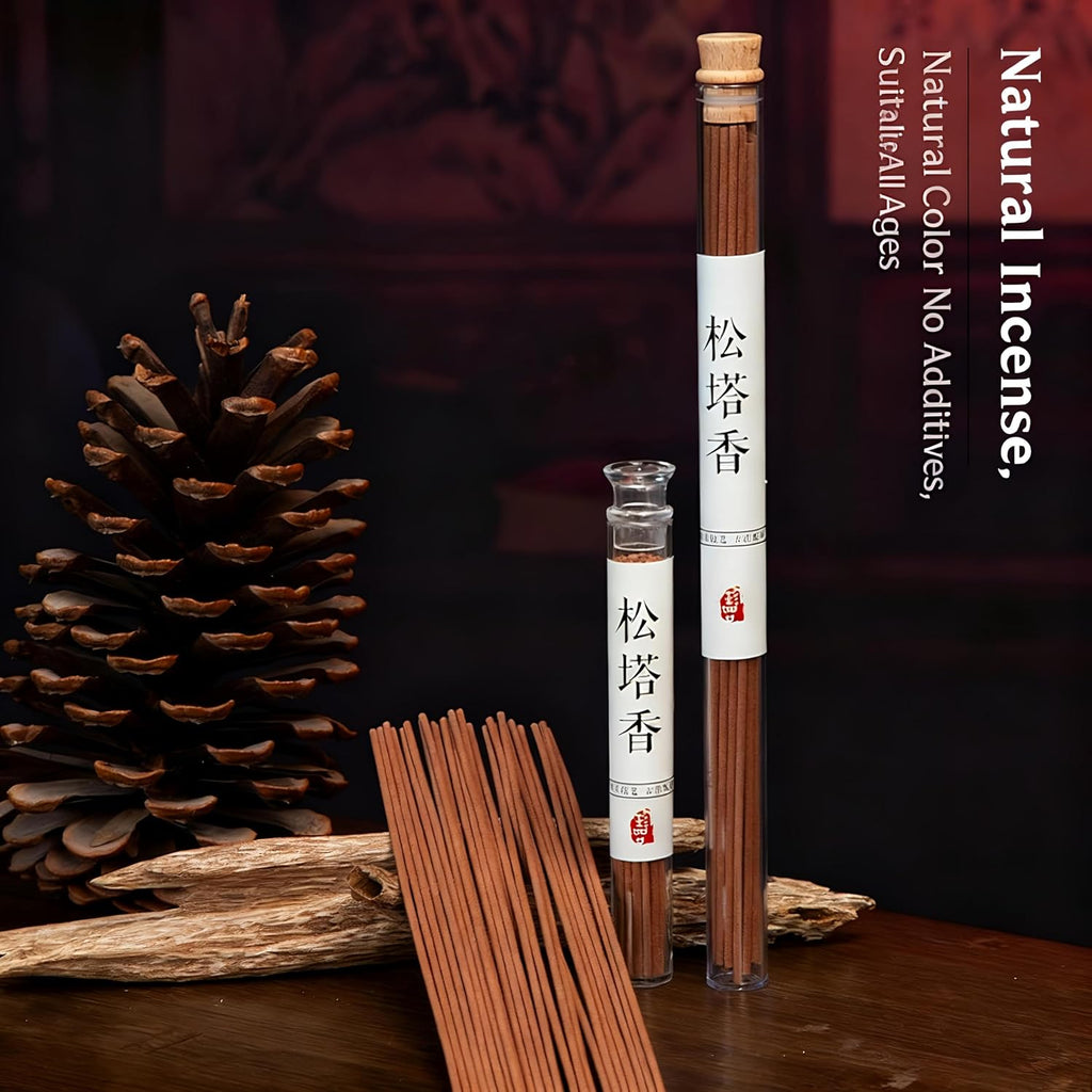 Natural Pine Cone Incense Sticks - 20g/Tube Handmade Aromatherapy Incense (20.5cm Length), Mild Scent for Relaxation, Yoga & Home Decor