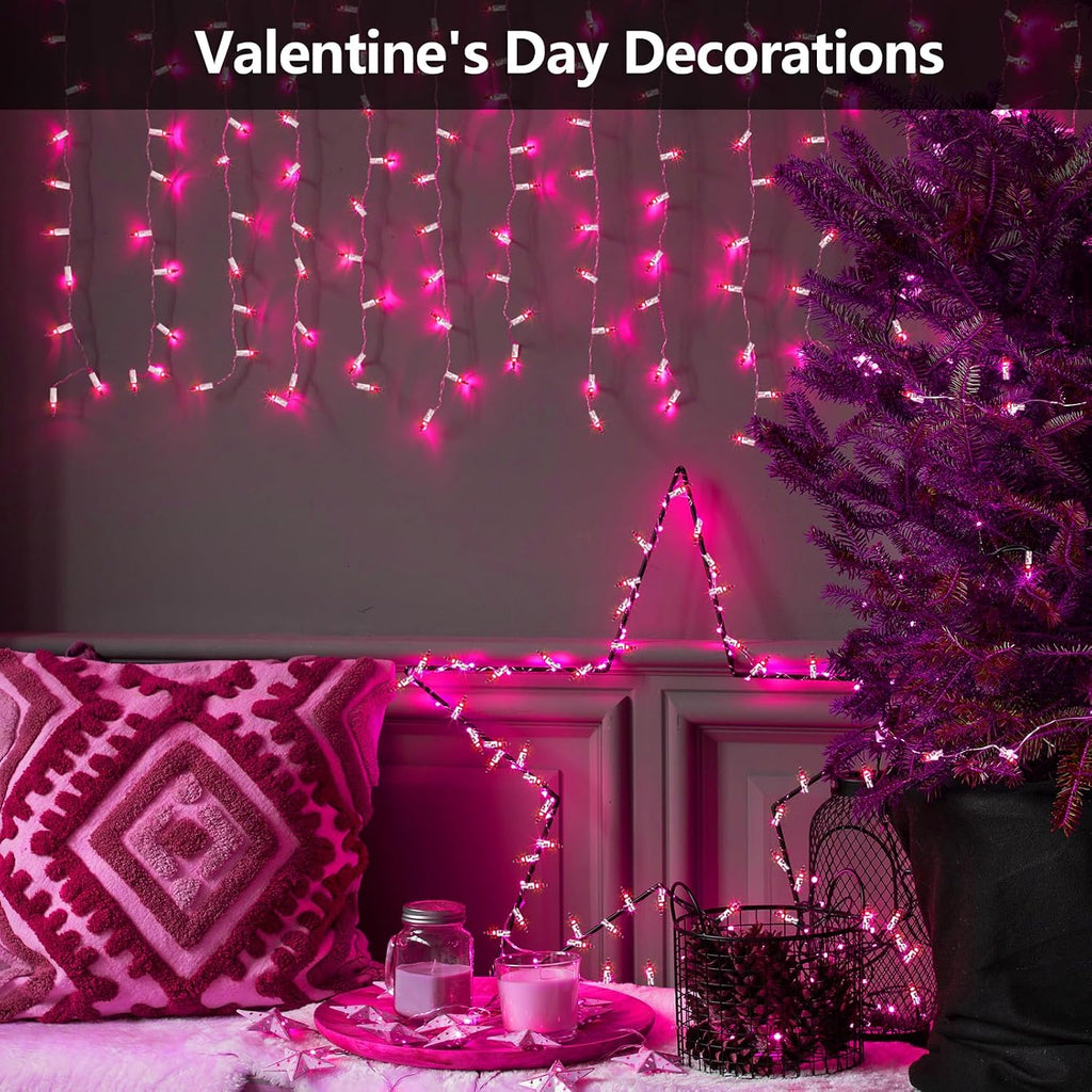 Brillarlights 100 Count Mini Pink String Lights, 21ft Incandescent Christmas Tree Lights, UL Certified Indoor Outdoor Pink Fairy Lights for Room, Valentine's Day, Porch, Weddings,Christmas Decor