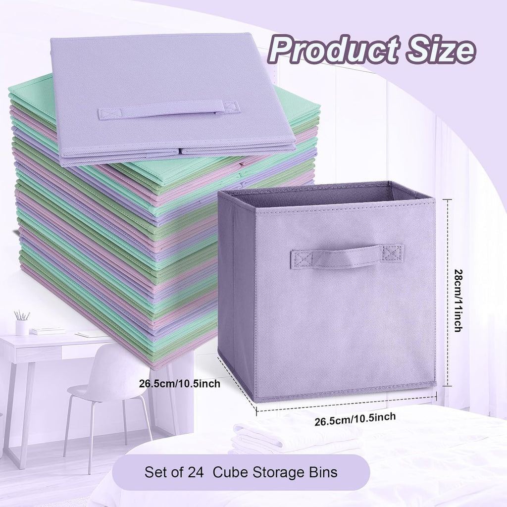 Hillban 24 Pcs Storage Cubes 11'' Collapsible Storage Bins Bulk, Pastel