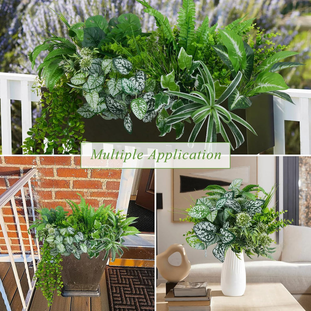GTIDEA 19Pcs Artificial Plants Outdoor Fake Shrubs Bushes Plastic Plants
