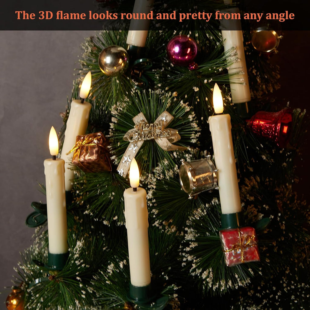 IMAGE 5.3in Flameless Taper Candles with Clip for Christmas Tree, 12Pcs