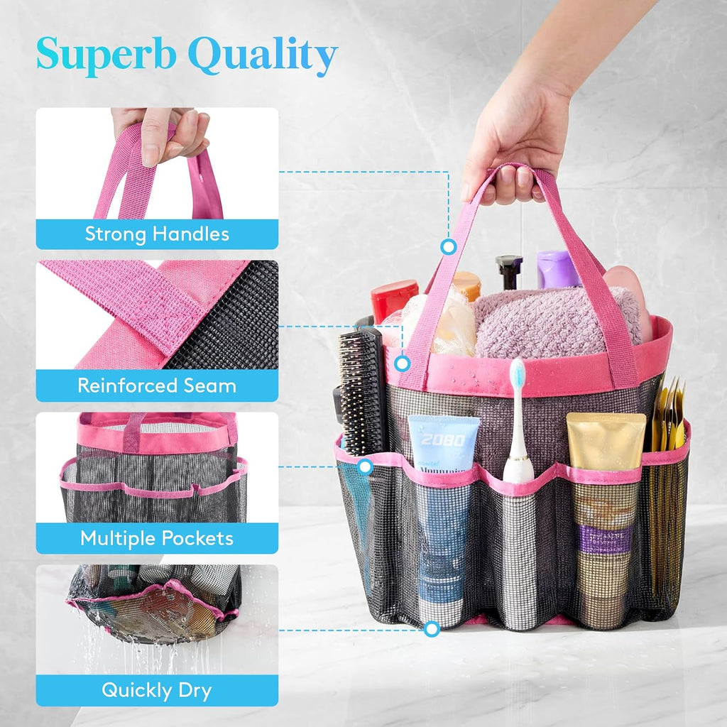 Lifewit Mesh Shower Caddy Portable, Dorm Room Essentials, 1 Pack, Pink