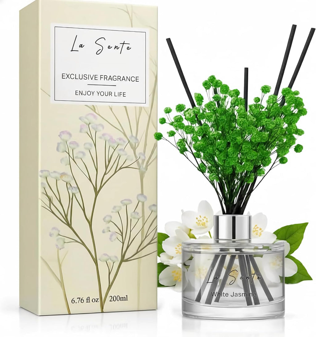 Reed Diffuser Set, White Jasmine 6.7 fl oz/ 200 ml, for Home