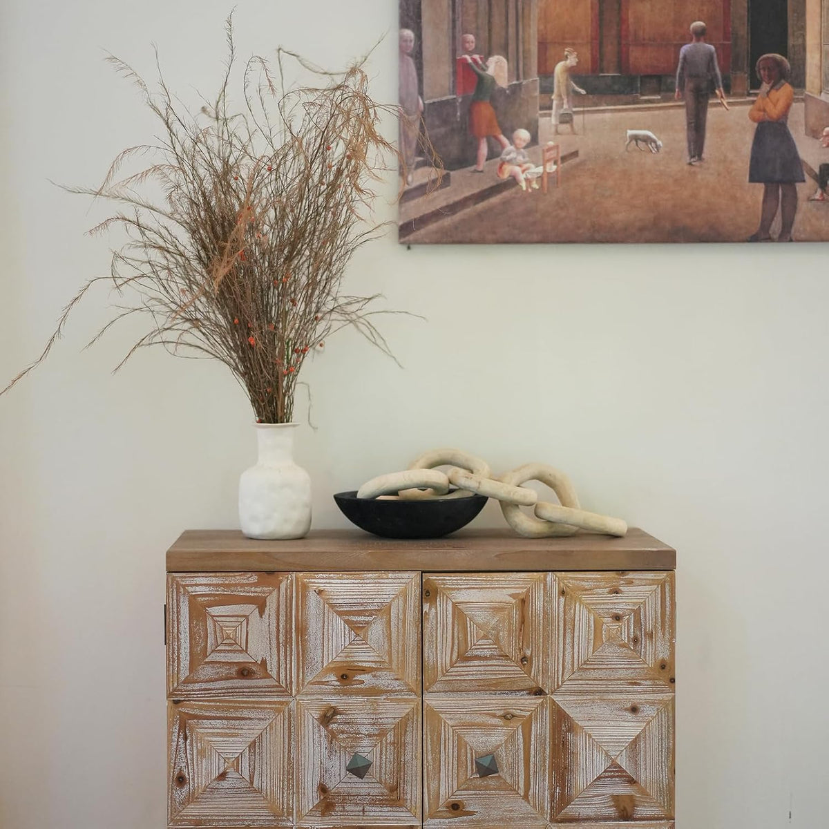 Wooden Decorative Bowl, Farmhouse Centerpiece (Black)