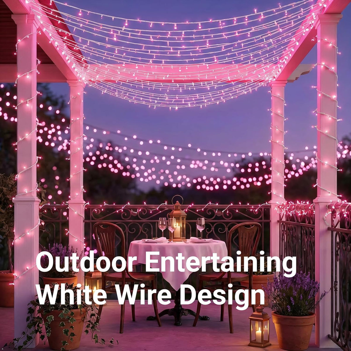 TIGOMOOV Pink Christmas String Lights 100 Count, 21ft White Wire Incandescent Mini Lights, UL Certified 120V Plug in Connectable Indoor Outdoor, Christmas Tree Valentine's Day Wedding Bedroom Decor