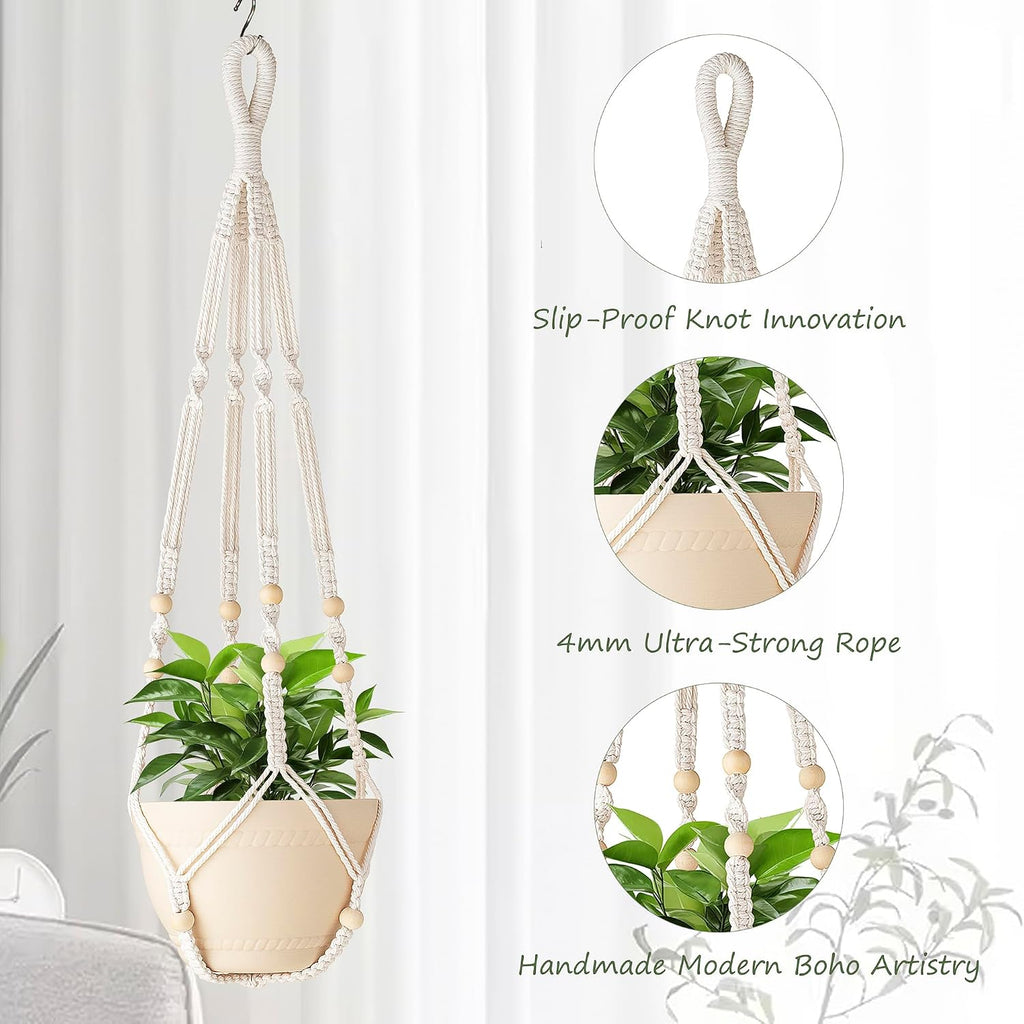 3 Pack Macrame Plant Hanger Indoor Hanging Plant Holder Ivory