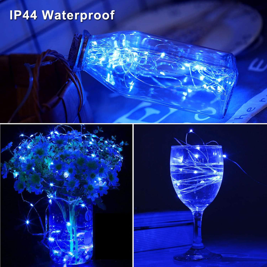 Blingstar USB Powered Fairy Lights, 2 Pack 33Ft 100 LED, Flexible Silver Wire, Mini String Lights for Indoor Christmas Tree/Halloween/Bedroom/Dorm/Party Decoration, Blue