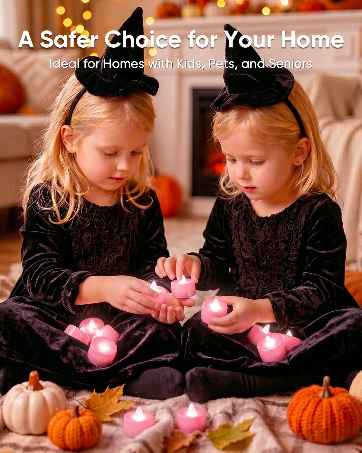 Homemory 50-Pack Pink Flameless Battery Tealight Candles, 200+ Hours