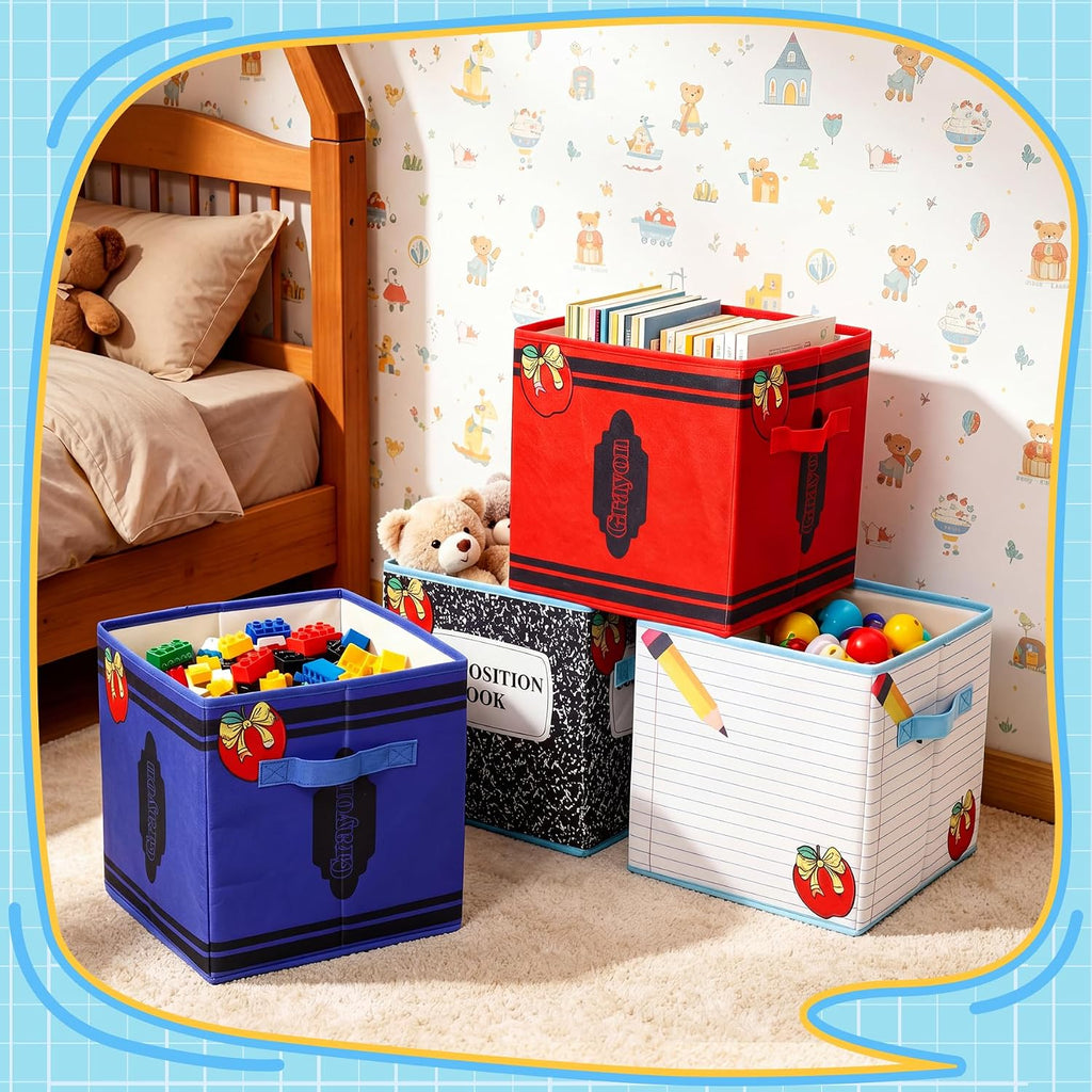 HUISUYTON 6 Pcs 11in Classroom Storage Bins,Fabric Storage Bins with Handle