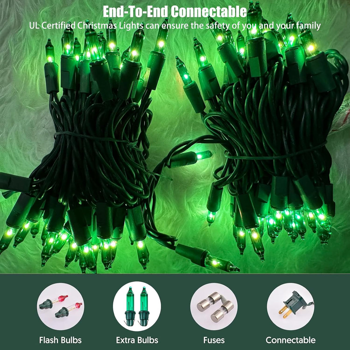 HISHINY Green String Lights 100 Count Mini St. Patrick's Day Decorations Lights with Green Wire for Outdoor Christmas Decorations Indoor Decor,UL Certified (21feet)