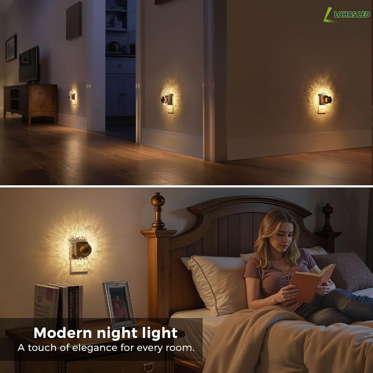 L LOHAS LED Shell Night Light, 2 Pack, Night Lights Plug into Wall