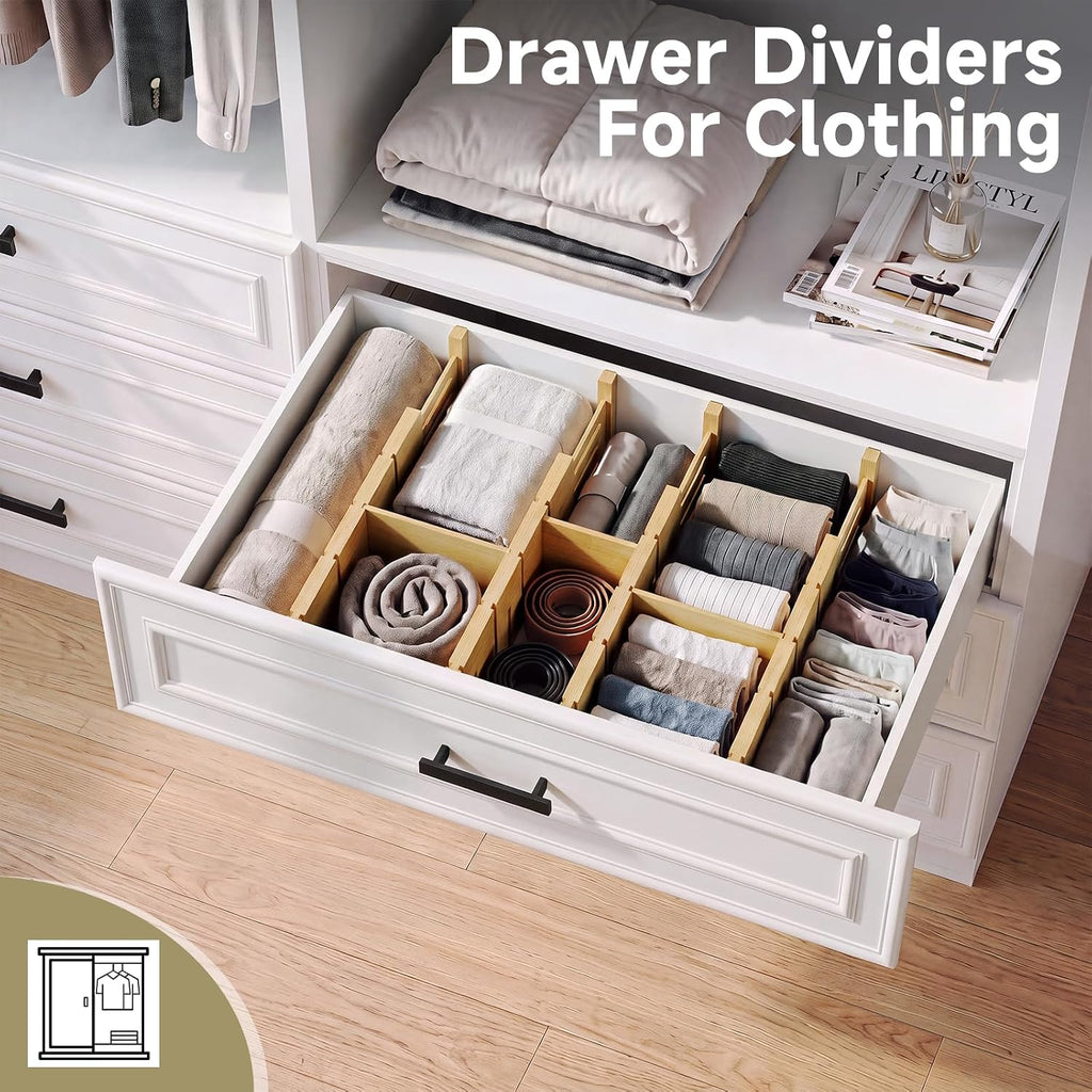 Deep Drawer Dividers For Clothes,Expandable Drawer Organizer (4, Short)