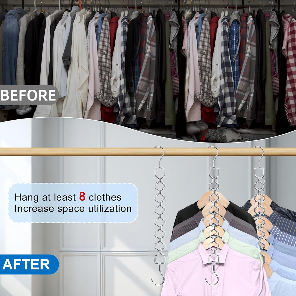 Space Saving Hangers for Clothes 6 Pack Sturdy Metal Hangers Heavy Duty