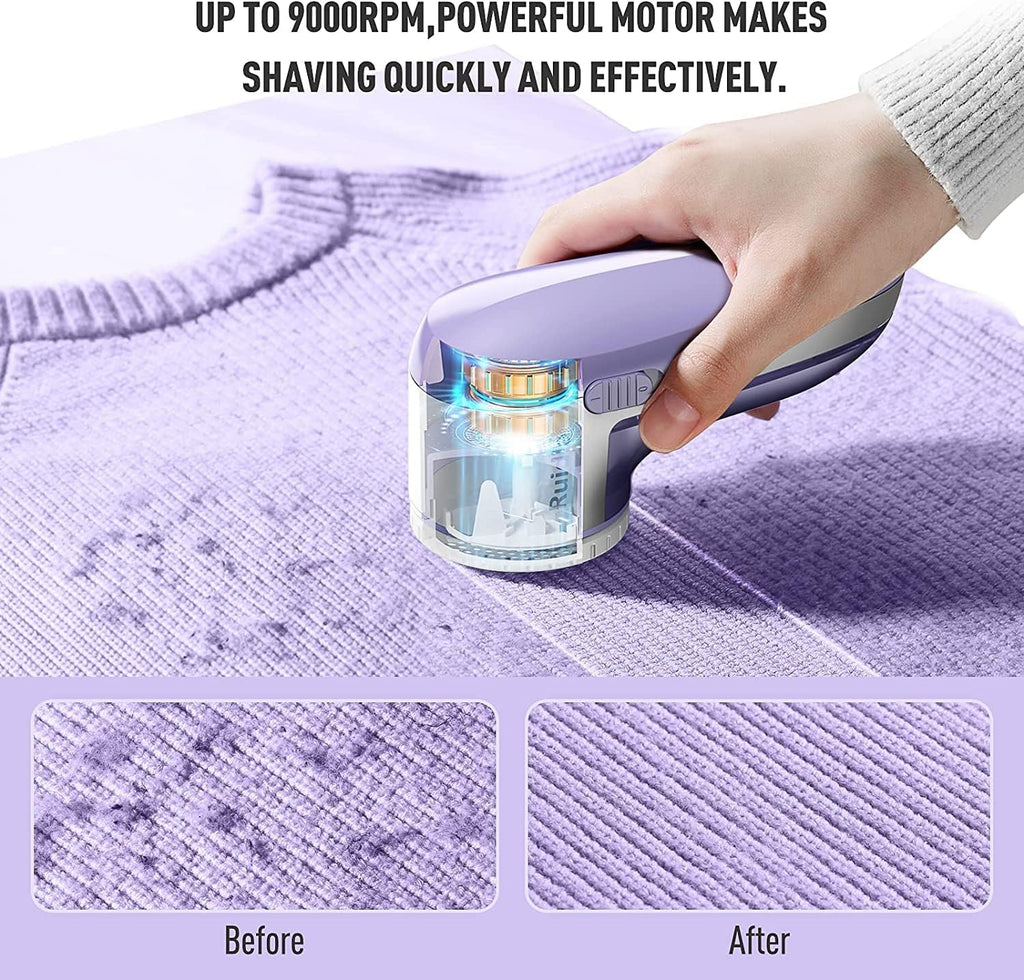 Ruidla Fabric Shaver Lint Shaver Defuzzer, Rechargeable Lint Remover