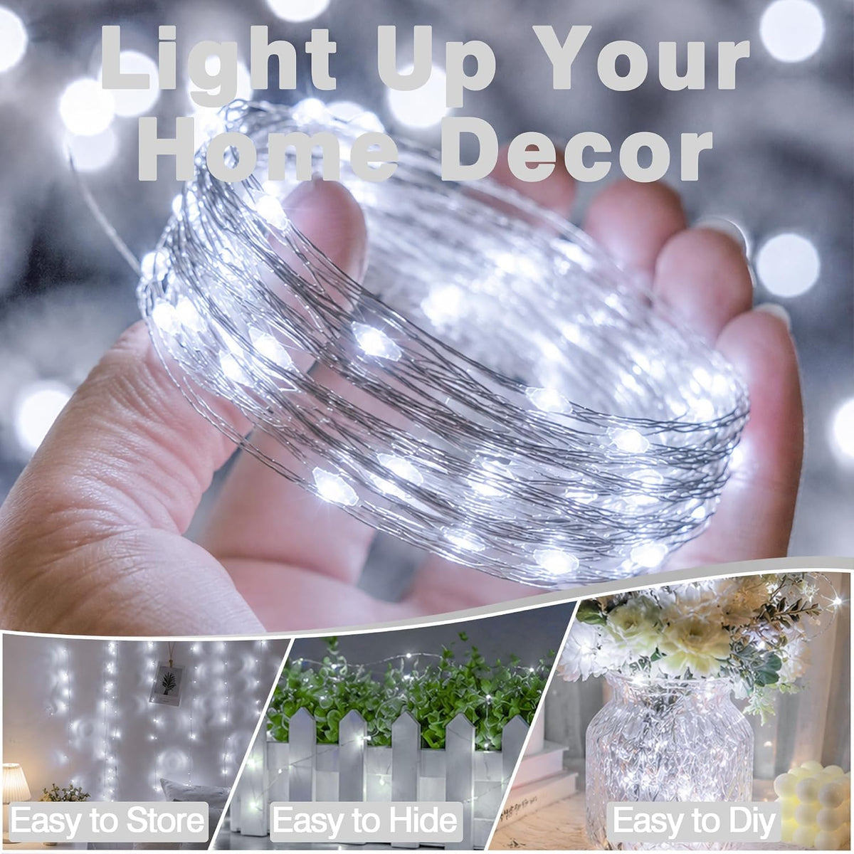 66FT 200 LED Plug in Fairy Lights with 13 Modes & Timer, Cool White