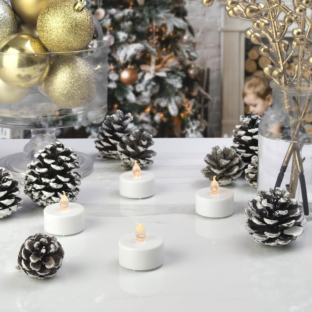 ARORA Flameless Flickering LED Tea Lights Candles Pack of 12, Warm Yellow Votive Battery-Operated Candles for Wedding Anniversary Halloween Christmas