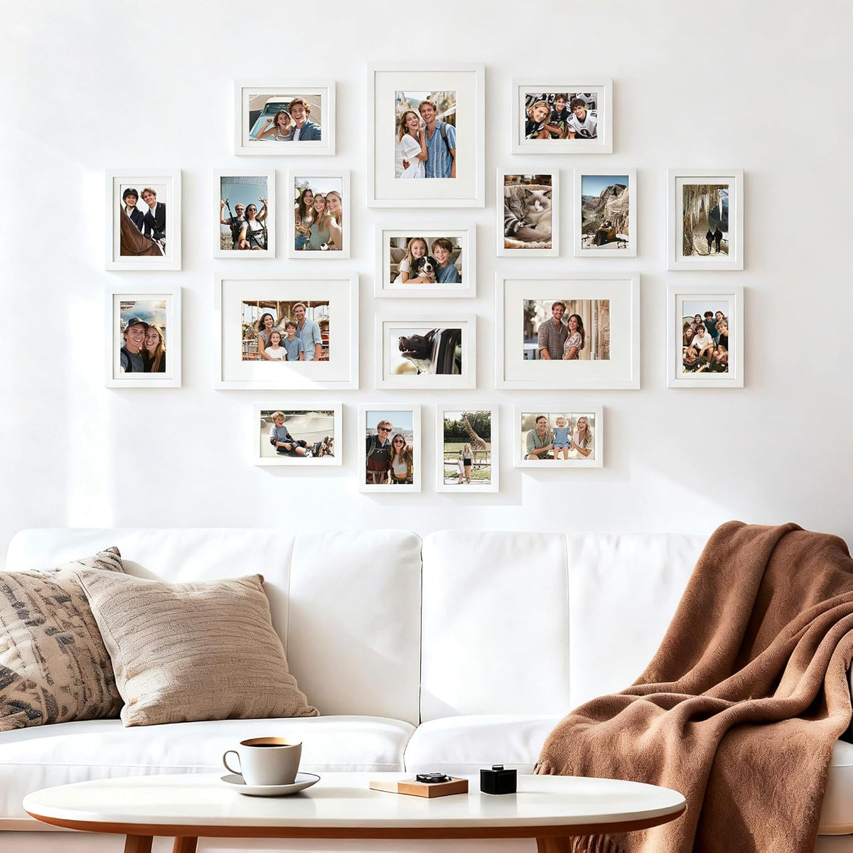 upsimples Picture Frames set of 19, Including 8x10, 5x7, 4x6 White Frame