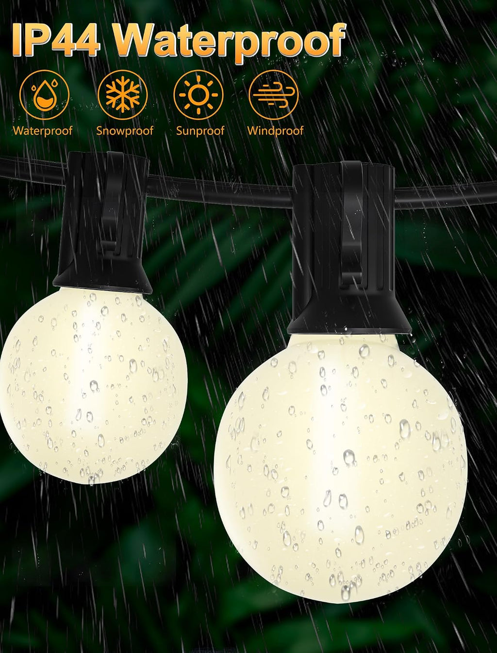 25Pack G40 LED Replacement Light Bulbs, 0.6W Frosted White LED Globe Bulbs for Outdoor String Light (E12 / C7 Screw Base Sockets), Warm White 2700K, Dimmable
