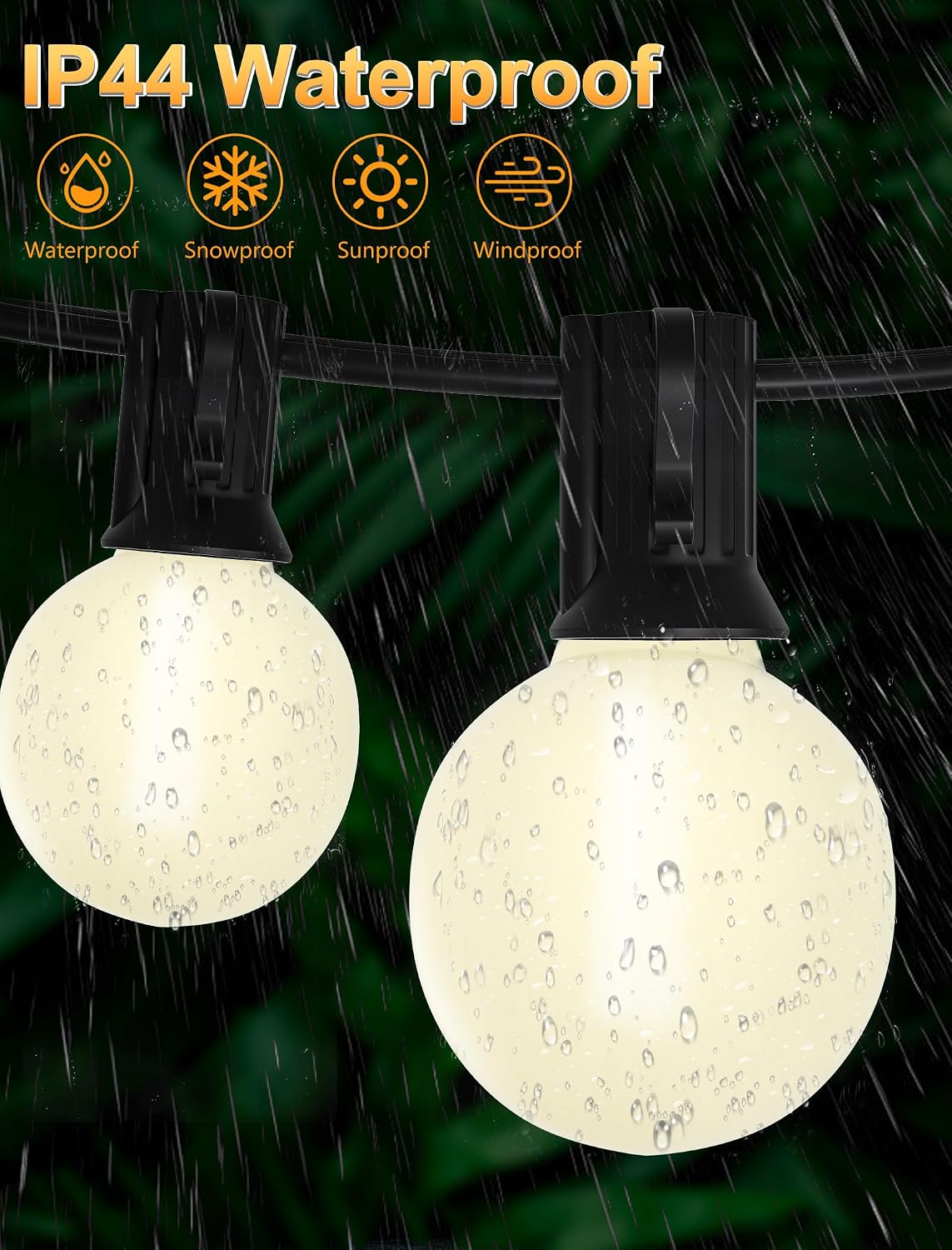 25Pack G40 LED Replacement Light Bulbs, 0.6W Frosted White LED Globe Bulbs for Outdoor String Light (E12 / C7 Screw Base Sockets), Warm White 2700K, Dimmable