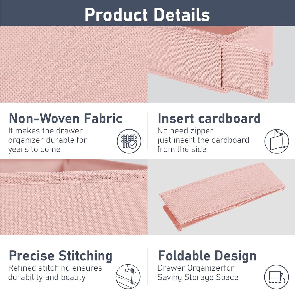 DIMJ Drawer Organizer - Clothes Storage Set of 3, Pink: Sock, Underwear, Bra, Tie, Belt Dividers