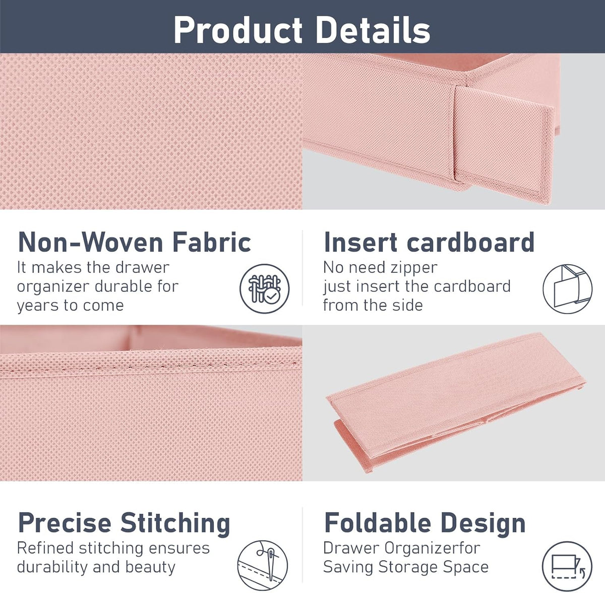 DIMJ Drawer Organizer - Clothes Storage Set of 3, Pink: Sock, Underwear, Bra, Tie, Belt Dividers