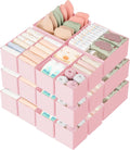 Criusia Drawer Organizer 18-Piece Set, Dresser Organizer for Baby Clothes, Foldable Closet Storage & Drawer Dividers for Underwear, Socks, Nursery (Pink)