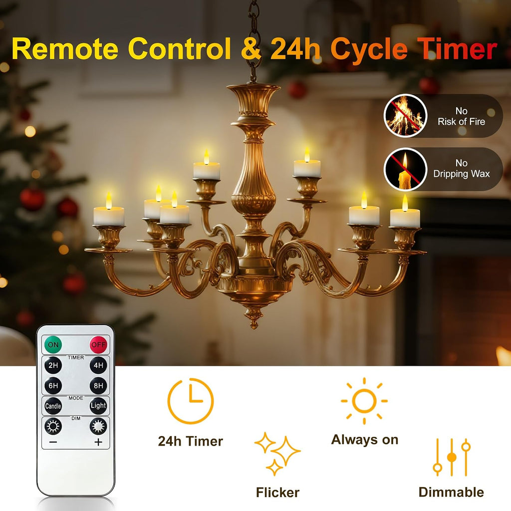 Rechargeable Tea Lights 12 Pack with Remote & Timer, Magnetic Charging Base