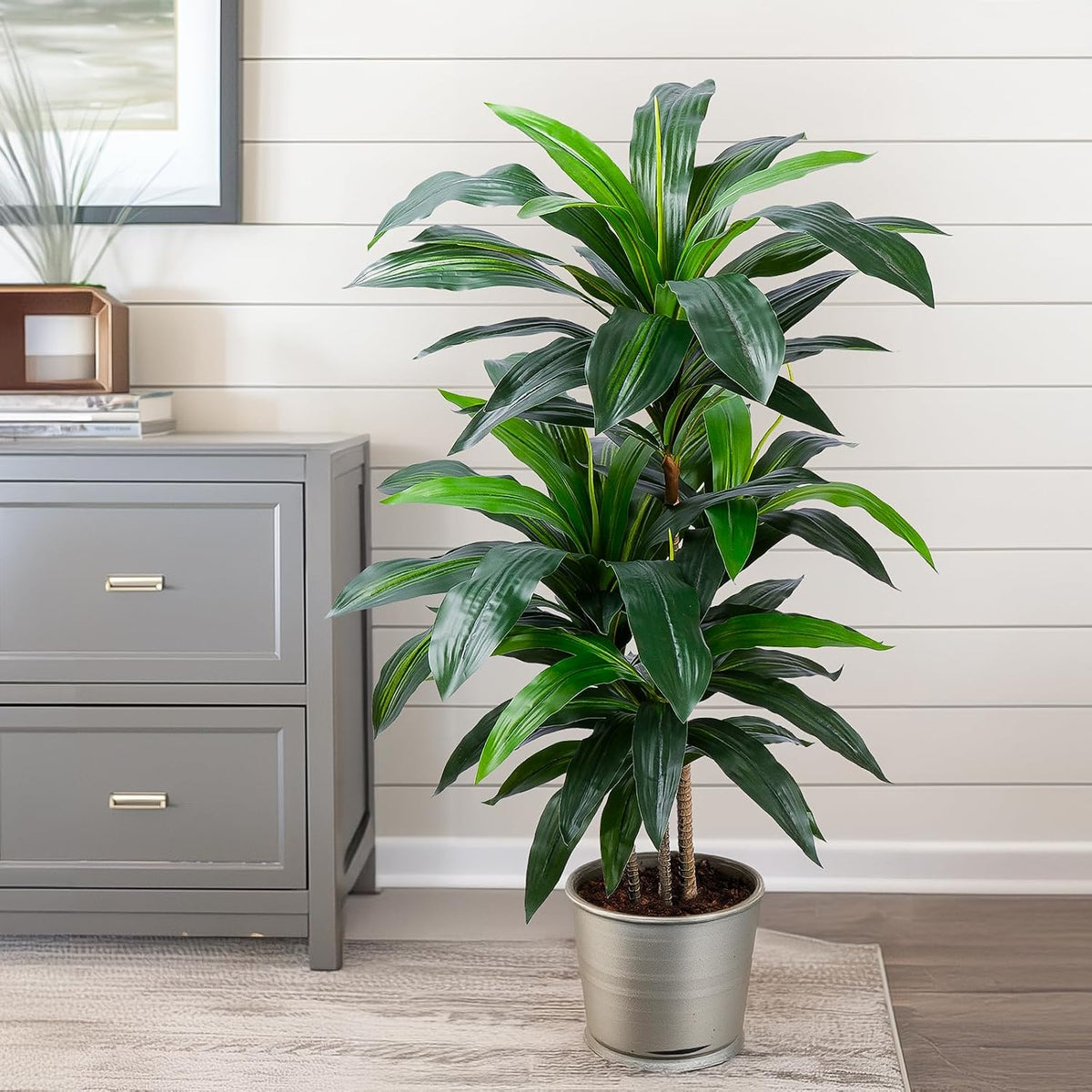 Yepdin Artificial Dracaena Tree 4FT, Fake Tree with Plastic Pot, Fake Tropical Yucca Floor Plant, Lifelike Foliage and Branches, Artificial Plants Indoor for Home Office Living Room Decor Indoor