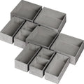 12 Pack Drawer Organizers for Clothing, Foldable Clothes Storage Box Closet Dresser Drawer Organizers Dividers, Bedroom Organization Fabric Bins for Baby Clothes Underwear Sock Bra Ties (Grey)