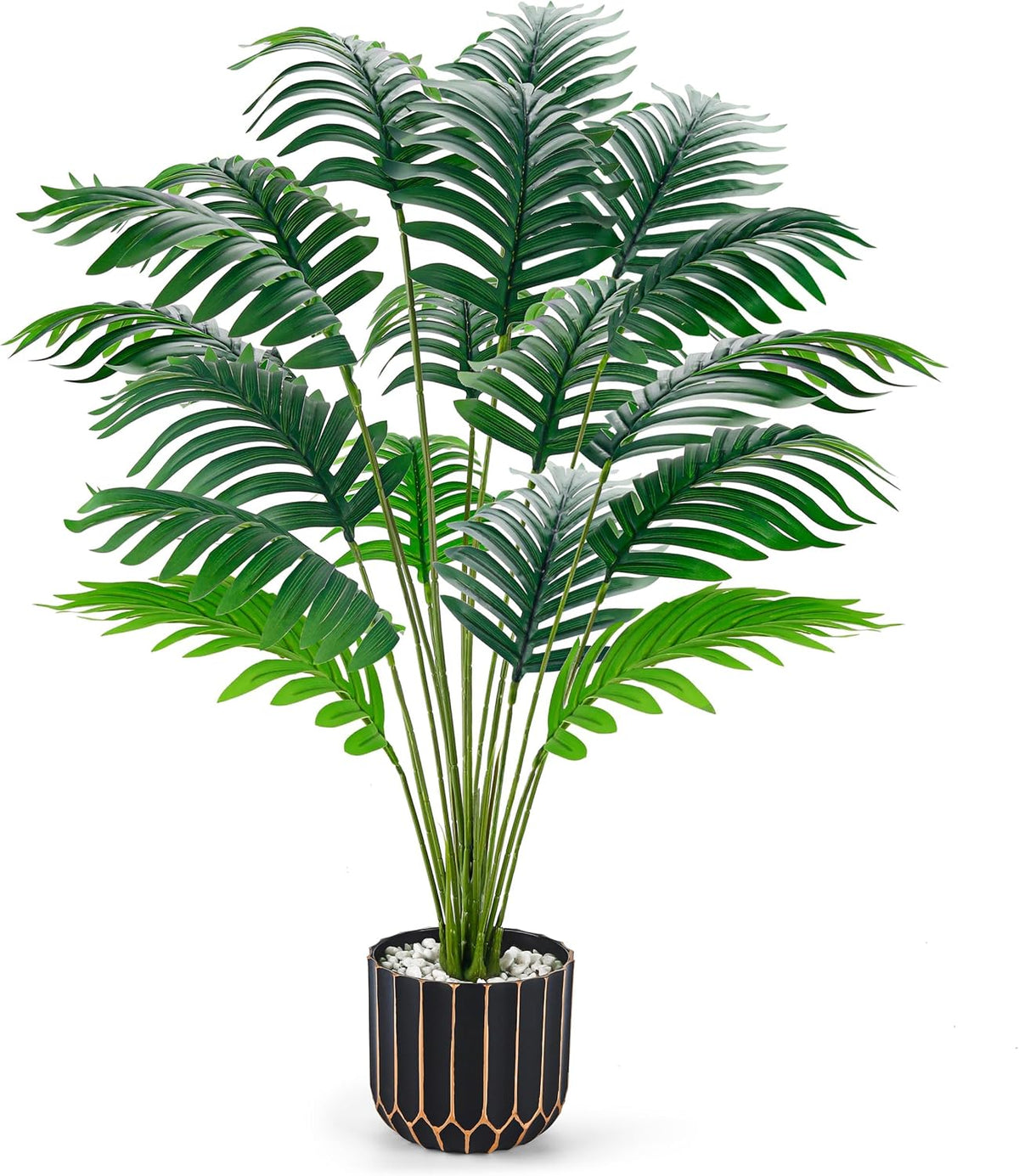 Der Rose 28" Fake Palm Tree, Artificial Plants Indoor with Black Gold Pot