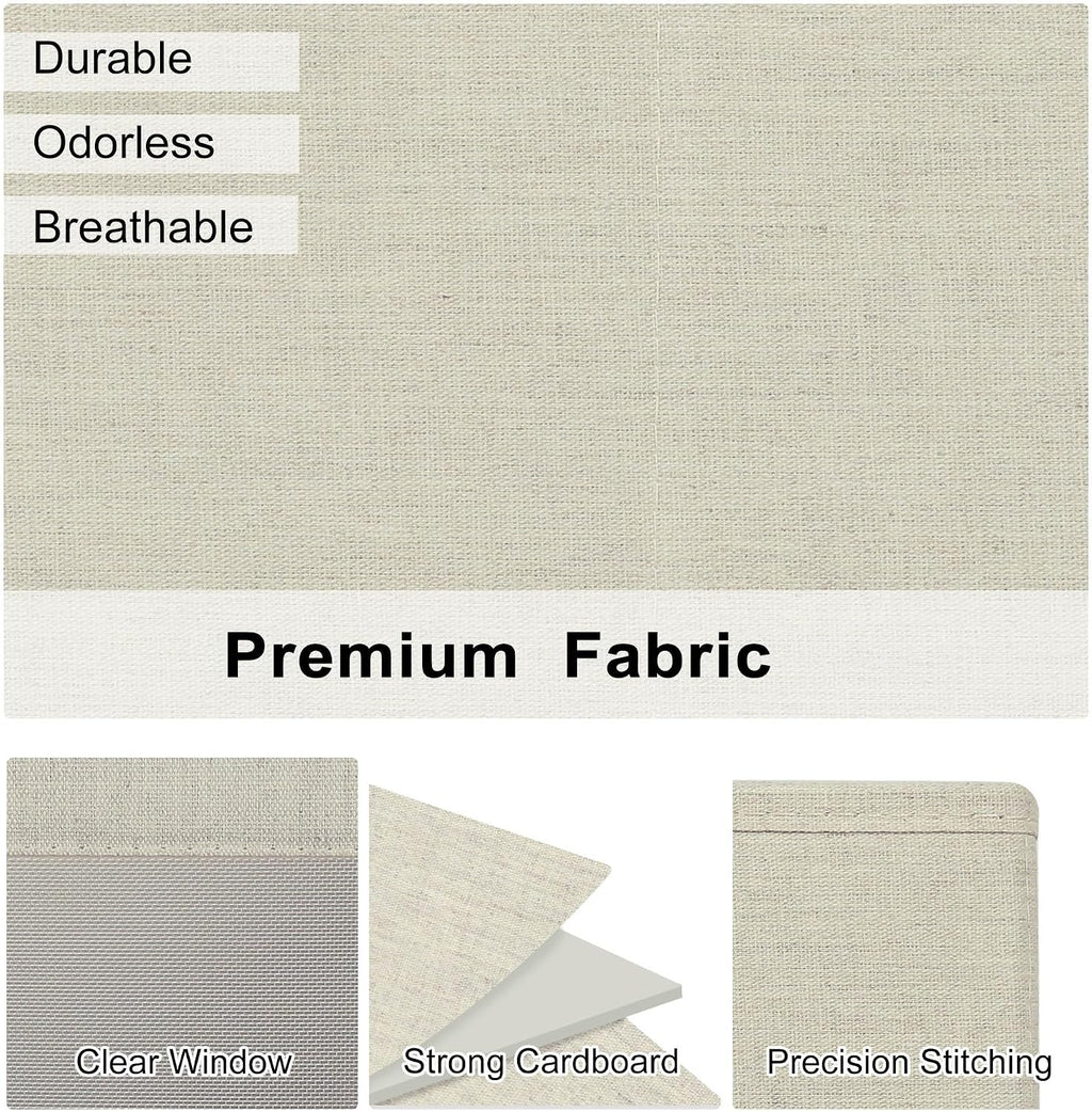 WUIKE Closet Storage Bins, Clear Window, Linen Beige, Large, 3-Pack