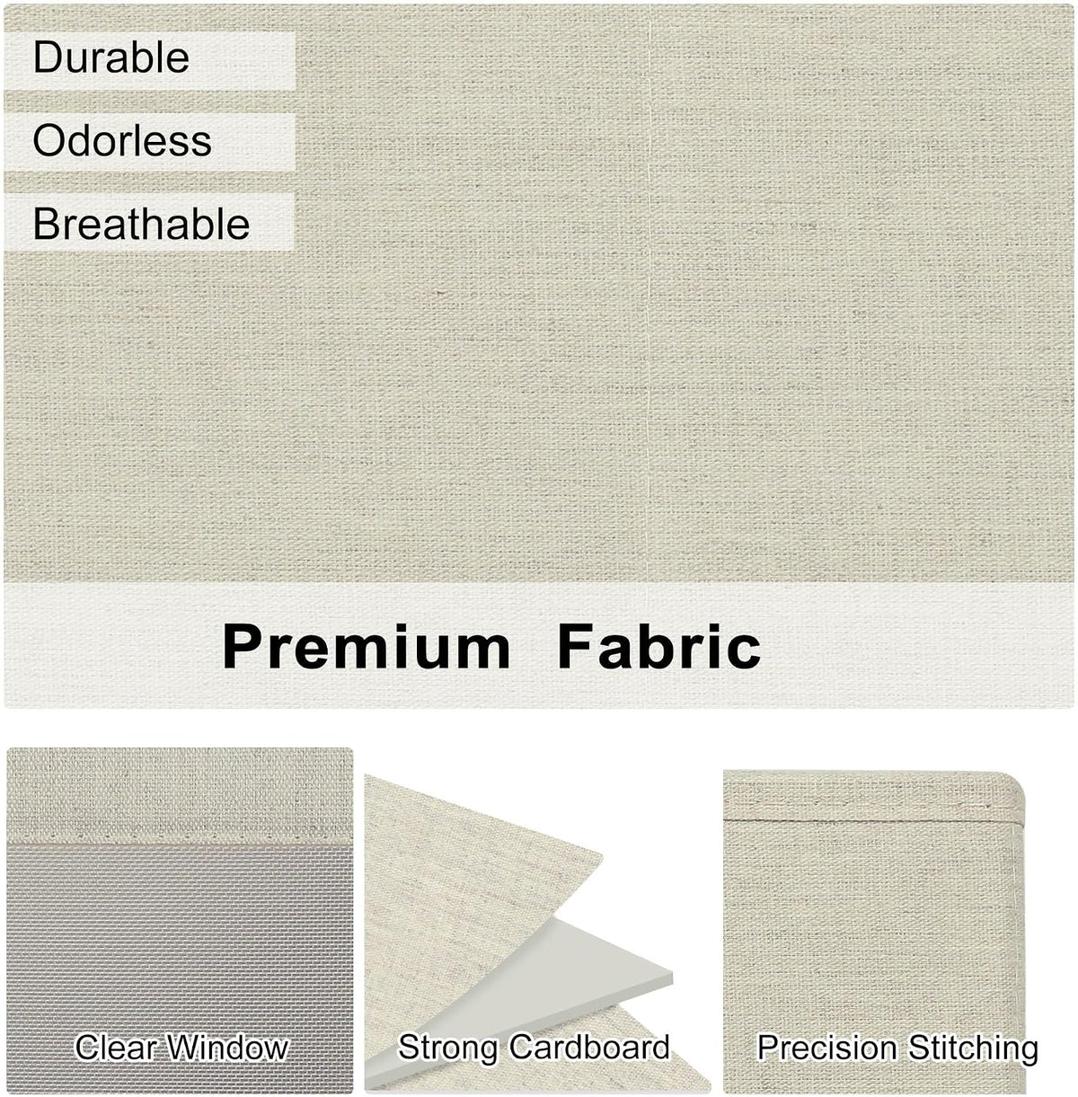 WUIKE Closet Storage Bins, Clear Window, Linen Beige, Large, 3-Pack