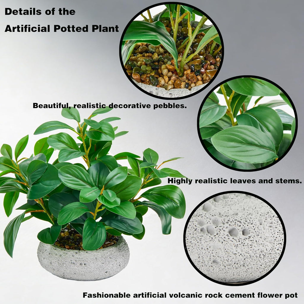 13" Realistic Fake Potted Plant Desk Office Bathroom Kitchen Shelf Decor