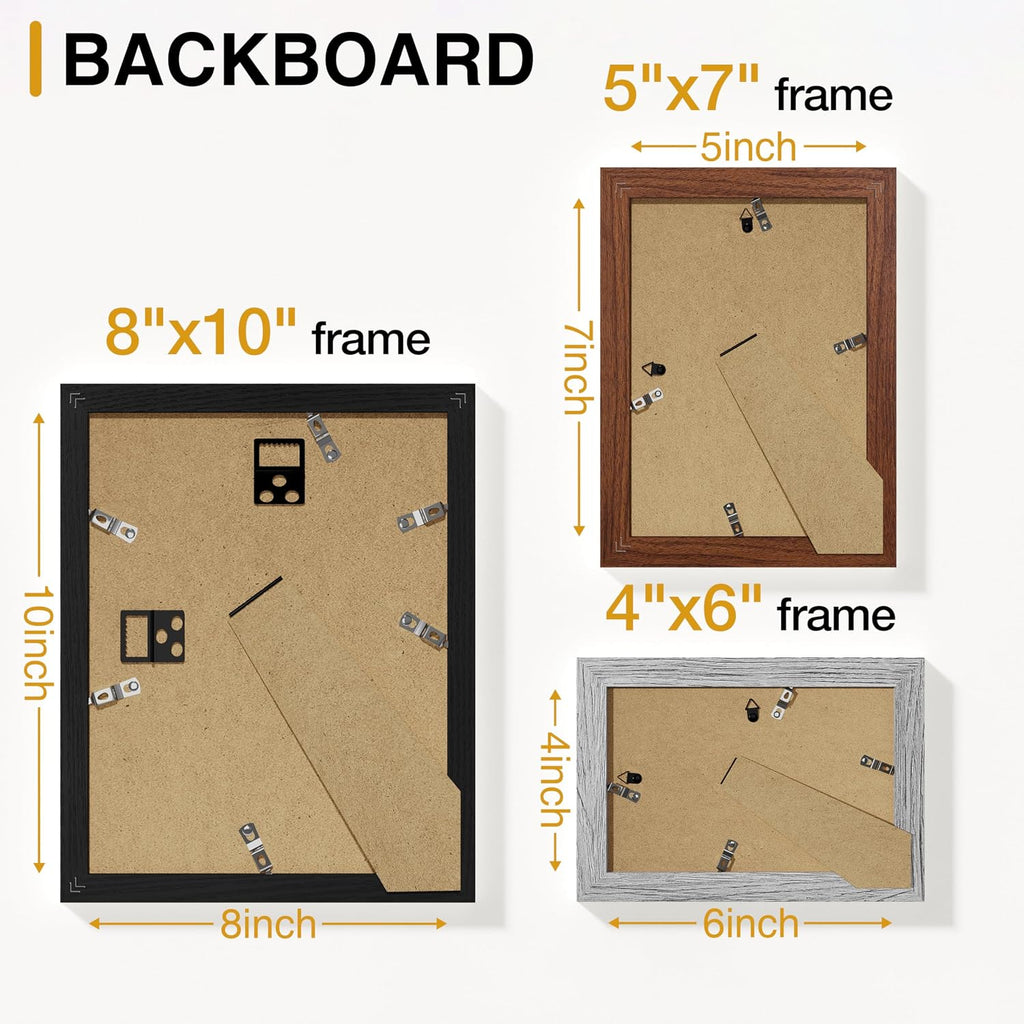 Vittanly 20 Pack Gallery Wall Frame Set, Black, Walnut Brown, Grey