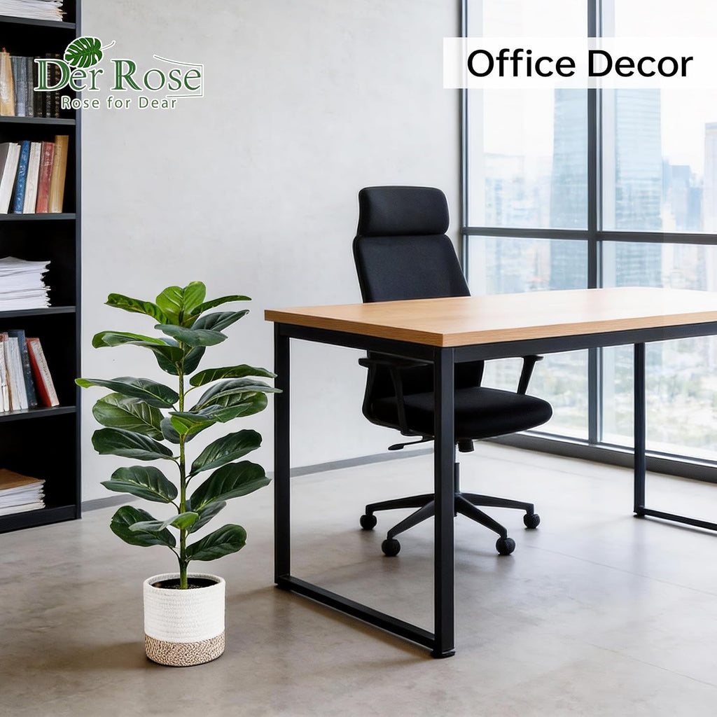 Der Rose 2 Pack 30" Fake Plants, Fiddle Leaf Fig Trees with Woven Baskets