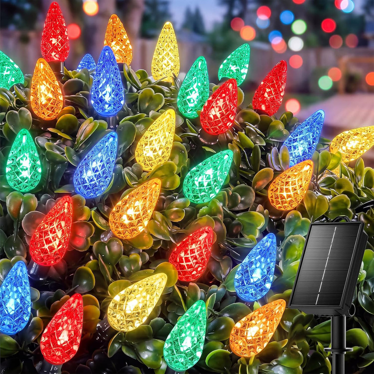 Minetom Solar Operated C6 String Lights, 100 LEDs Waterproof Patio Lights