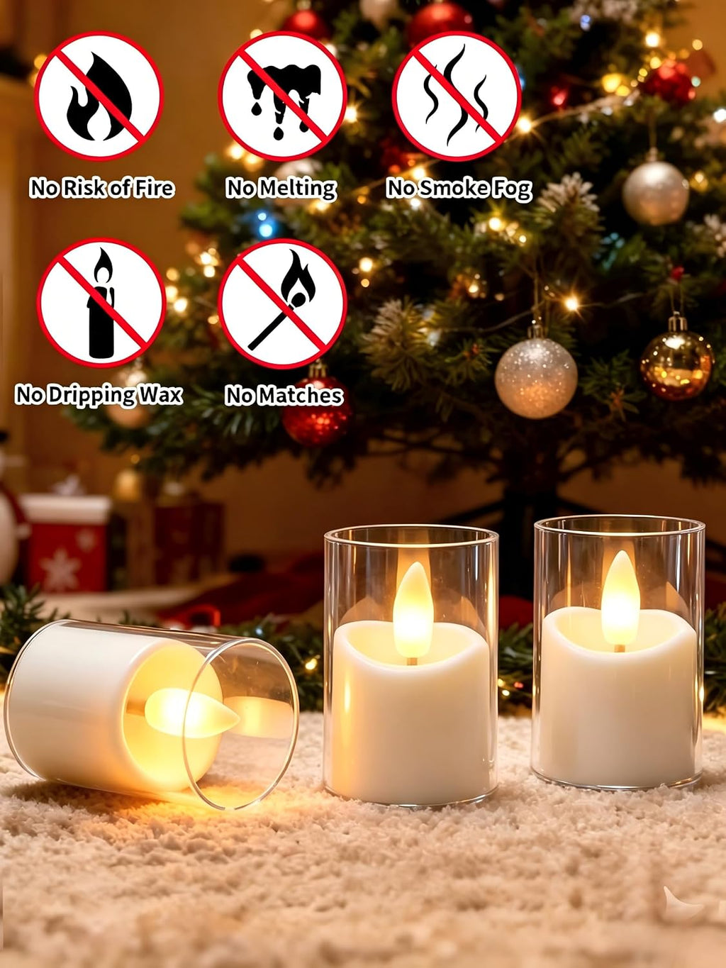 Rechargeable Flameless Tea Light Candles with Timer Remote, 1.7"x2.5" Acrylic Small Votive Electric LED Candles Battery Operated for Halloween Christmas Wedding Decor (Pack of 6, White)