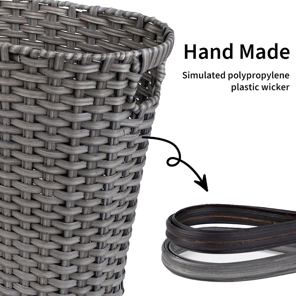 GRANNY SAYS Wicker Bathroom Trash Can, Wicker Waste Basket, Dark Gray