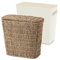 Wicker Waste Basket with Lid and Liner, Woven Seagrass Trash Can, Bathroom Trash Can, Boho Garbage Wastebasket for Bedroom Home Living Room Office Kitchen, 2.5 Gallon