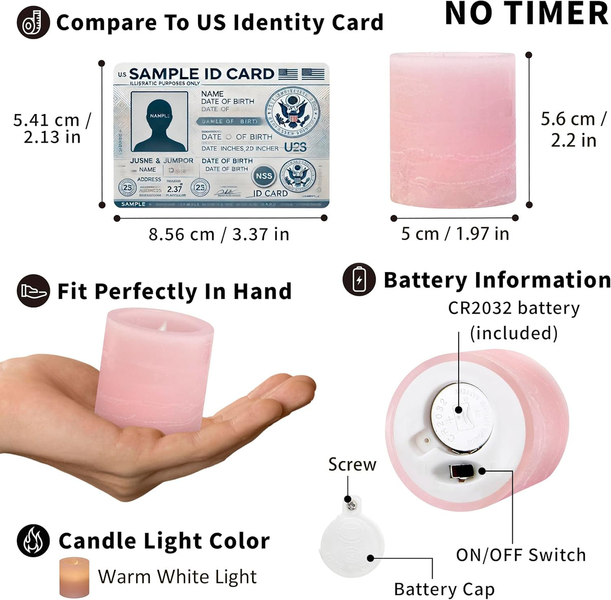 FURORA LIGHTING Pink Marble Real Wax Votive LED Candles, 6-Pack