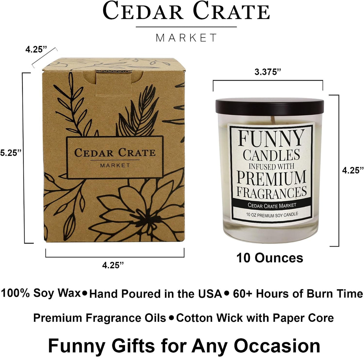 Cedar Crate Market 50th Birthday Gifts for Women Him,Happy 50th Birthday Decorations Candles Gift for Women Men, Funny 50 Years Old Ideas, Buttercream Vanilla Scented Soy Wax Handmade in USA