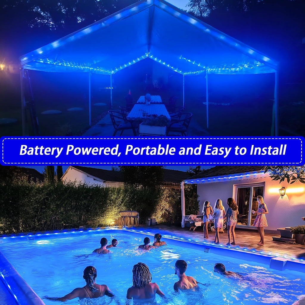 JMEXSUSS 2 Pack Blue Battery Operated Rope Lights Outdoor Waterproof