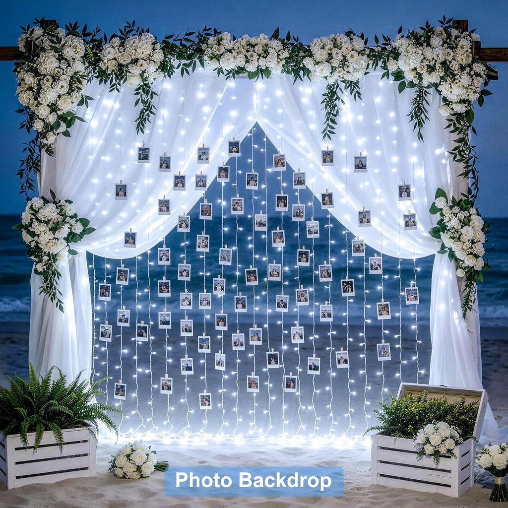 JMEXSUSS 900LED Curtain Lights, White Christmas Lights, 9.5x29.5ft